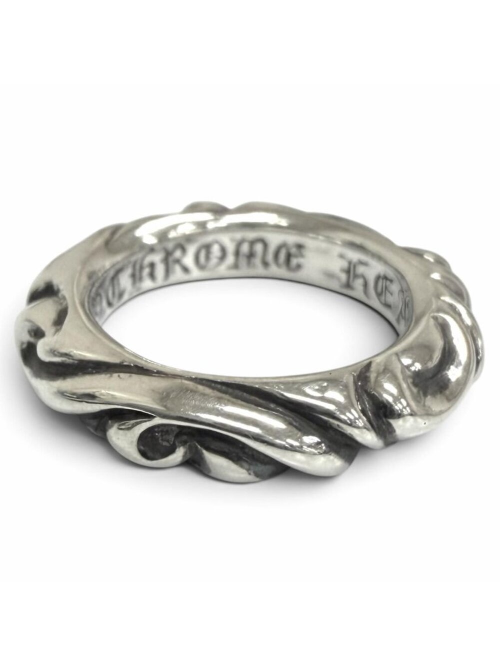 Chrome Hearts Scroll Band Ring Silver